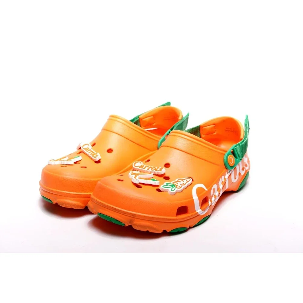 Crocs X Carrots Limited Edtion All Terrain Unisex Clogs Sandals M11, (6) Charms